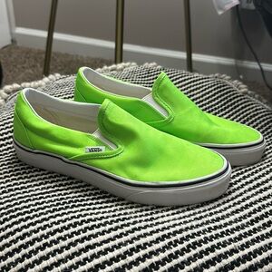 Neon Green Slip-on Vans - Size 8 Women’s or Size 6.5 Men’s